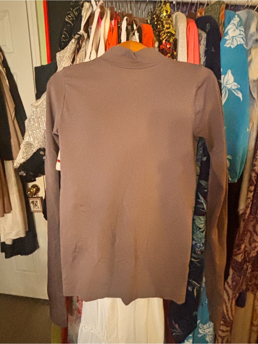 Free People Mauve Taupe Long-Sleeve Turtleneck with thumb holes